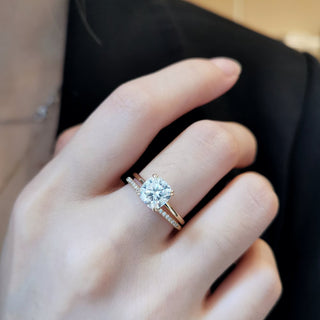1.50 CT Cushion Solitaire Halo Moissanite Engagement Ring front view