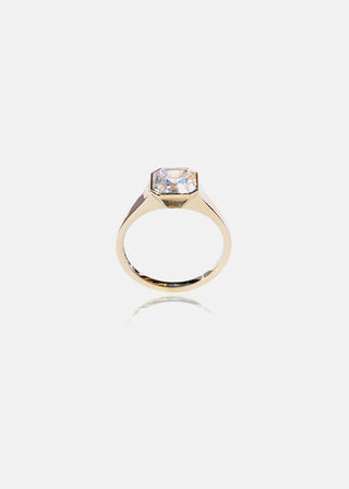 2.50ct Asscher Diamond Bezel Solitaire Engagement Ring With Matching Wedding Band