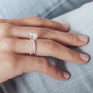 Gorgeous 1.50ct round solitaire moissanite ring shown on a finger