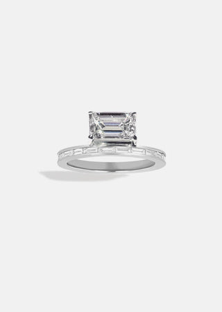 2.50ct Emerald Floating Diamond Pave Engagement Ring With Wedding Band