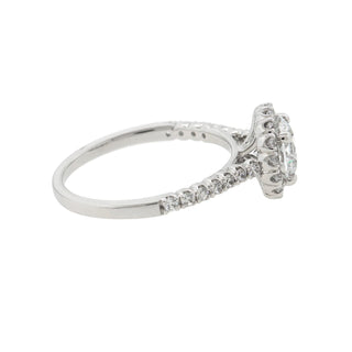 Timeless 1.0ct round halo moissanite ring close up of the setting image 3