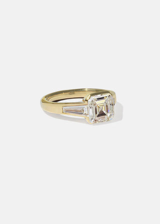 3.0ct Three Stones Asscher Moissanite Diamond Engagement Ring With Eternity Wedding Band