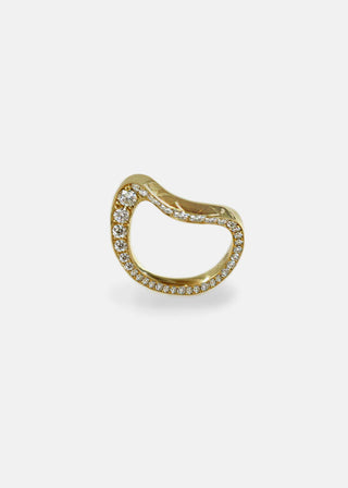 1.50ct Pear Floating Diamond Curved Band Unique Engagement Ring With Wedding Pave Band