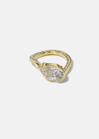 Stunning 2.0ct pear pave moissanite wedding band shown on a finger
