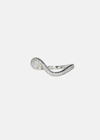 1.50ct Pear Diamond Channel Pave Curved Engagement Ring With Matching Wedding Band