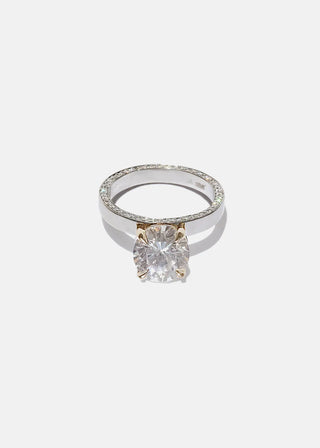 Luminous 2.0ct round pave moissanite wedding band top view