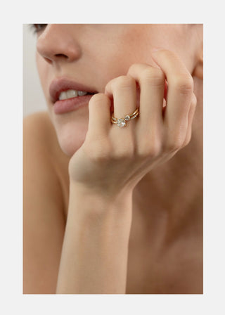 1.50ct Round Diamond Unique Engagement Ring With Matching Wedding Band