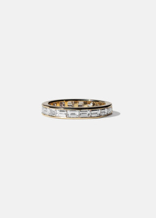 3.0ct Three Stones Asscher Moissanite Diamond Engagement Ring With Eternity Wedding Band
