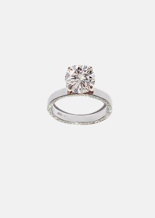 Graceful 2.0ct round pave moissanite wedding band side profile view