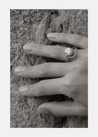 3.0ct Round Cut Hidden Diamond Unique Solitaire Engagement Ring With Matching Curved Band
