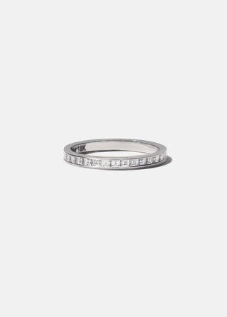 Graceful 2.0ct round pave moissanite wedding band three quarter angled view