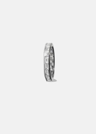 3.0ct Three Stones Asscher Moissanite Diamond Engagement Ring With Eternity Wedding Band