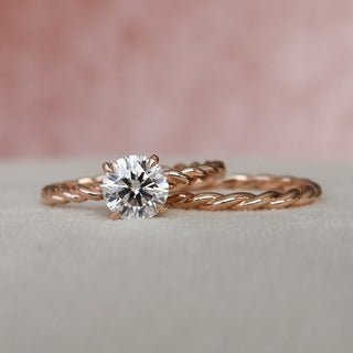 1.0CT Round Brilliant Cut Braided Moissanite Bridal Engagement Ring Set