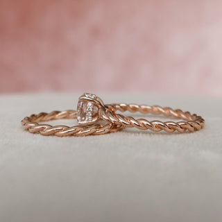 1.0CT Round Brilliant Cut Braided Moissanite Bridal Engagement Ring Set