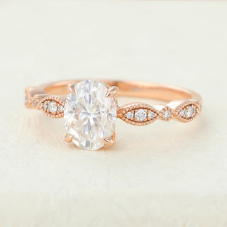 1.33 CT Oval Brilliant Cut Halo Moissanite Engagement Ring top view