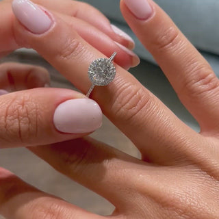 Chic 1.0ct round halo moissanite ring close up of the setting image 2