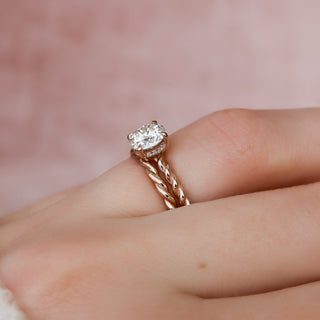 1.0CT Round Brilliant Cut Braided Moissanite Bridal Engagement Ring Set