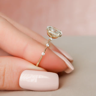 1.50CT Oval Cut Hidden Halo petite Pave Eternity Diamond Moissanite Bridal Engagement Ring Set