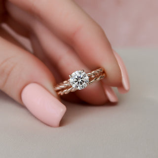 1.0CT Round Brilliant Cut Braided Moissanite Bridal Engagement Ring Set