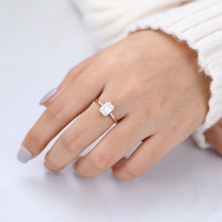 1.60 CT Emerald Pave Sparkling Moissanite Engagement Ring angle view