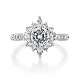 Stunning 1.0ct round halo moissanite ring close up of the setting image 2
