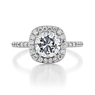 Vintage 1.0ct round halo moissanite ring close up of the setting image 2