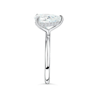 Bold 1.33ct pear hidden halo moissanite ring sparkle close up