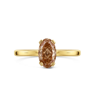 oval moissanite rings champagne center front view
