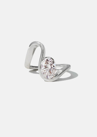 Lustrous 1.2ct oval moissanite wedding band side profile view