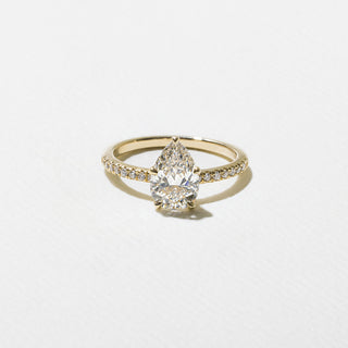pear ring, moissanite pear ring, pear diamond ring, Best pave engagement rings for women, Affordable pave engagement rings online, Unique pave engagement rings for her 
