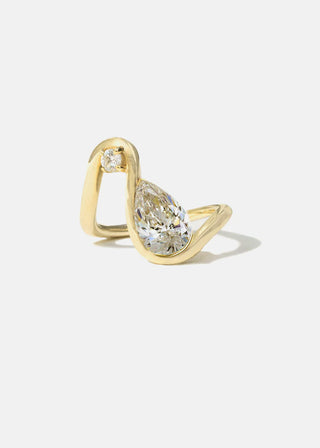 Sparkling 1.5ct pear moissanite wedding band front view