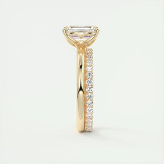 Timeless 1.91ct emerald solitaire moissanite ring shown on a finger