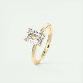 Timeless 1.91ct emerald solitaire moissanite ring close up of the setting