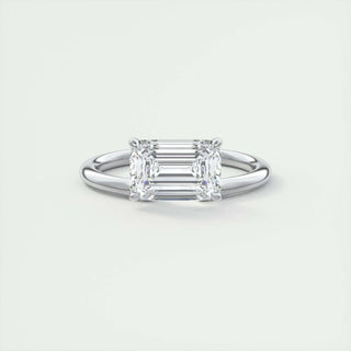 1.91CT Emerald Cut East West Diamond Solitaire Moissanite Engagement Ring