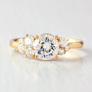 1.0CT Round Cut Cluster Moissanite Engagement Ring
