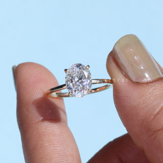 Gorgeous 1.0ct oval hidden halo moissanite ring front view