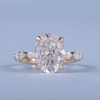 2.0CT Oval Cut Moissanite Diamond Bar Pave Engagement Timeless Engagement Rings