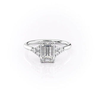 2.10 CT Emerald Brilliant Cluster Moissanite Engagement Ring sparkle view