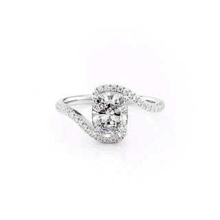 2.0CT Elongated Cushion Cut Bypass Setting Pave Moissanite Diamond Engagement Ring | Timeless Engagement Rings