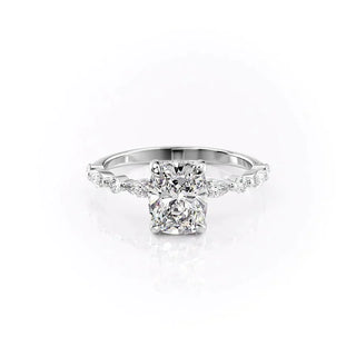 Stunning 2.0ct cushion hidden halo moissanite ring overhead view