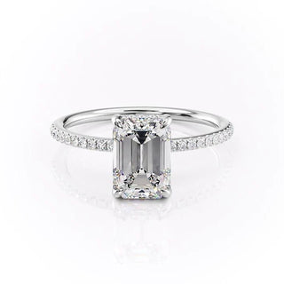 2.10 CT Emerald Brilliant Halo Moissanite Engagement Ring sparkle view