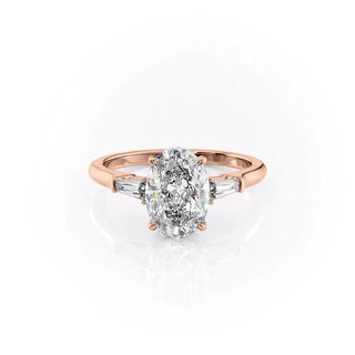 2.72 CT Oval Cut Three stone Moissanite Engagement Ring sparkle view