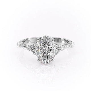 2.10 CT Oval Brilliant Cluster Moissanite Engagement Ring sparkle view