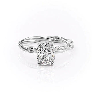 2.0CT Elongated Cushion Cut Infinity Pave Diamond Moissanite Engagement Ring