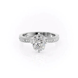 2.0CT Elongated Cushion Cut Channel Pave Moissanite Engagement Ring