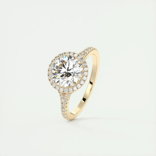 2.0 CT Round Cut Halo Split Shank Diamond Moissanite Engagement Ring