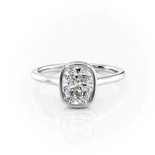 2.0CT Cushion Cut Bezel Solitaire Moissanite Diamond Engagement Ring