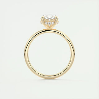 Brilliant 1.91ct oval hidden halo moissanite ring overhead view