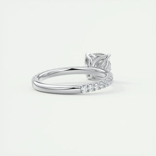 Chic 2.15ct cushion solitaire moissanite ring three quarter angled view