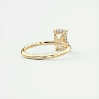 2.10 CT Radiant Cut Hidden Halo Solitaire Moissanite Engagement Ring